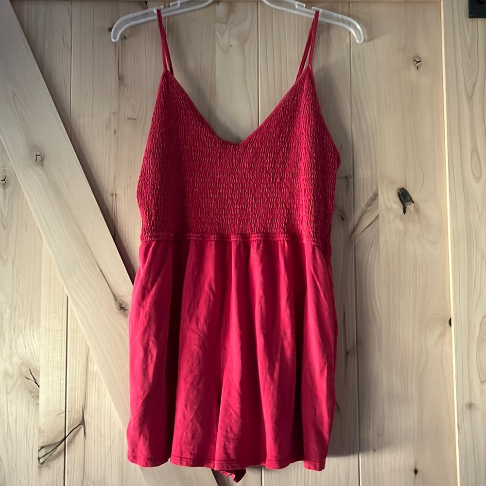 Wild Fable Distressed Red Romper with Pockets Size L